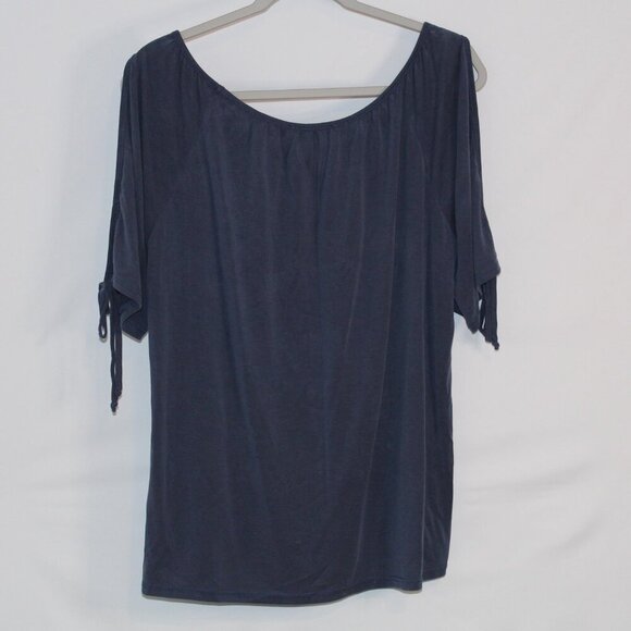Green Envelope bluish-gray cold-shoulder round neck loose fit top XL - Picture 5 of 7